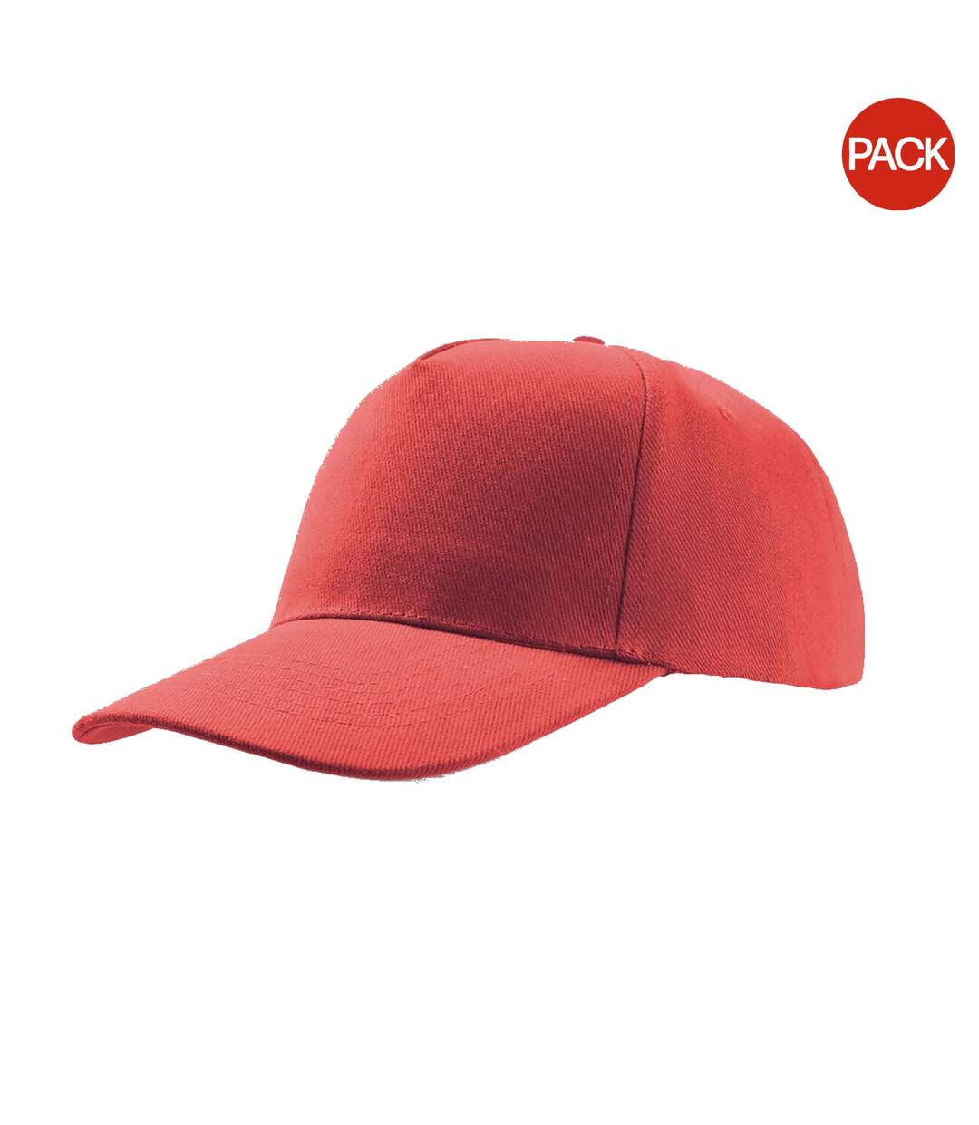 Atlantis Liberty Five Heavy Brush Cotton 5 Panel Cap (Pack of 2) (Red) - UTAB436-2