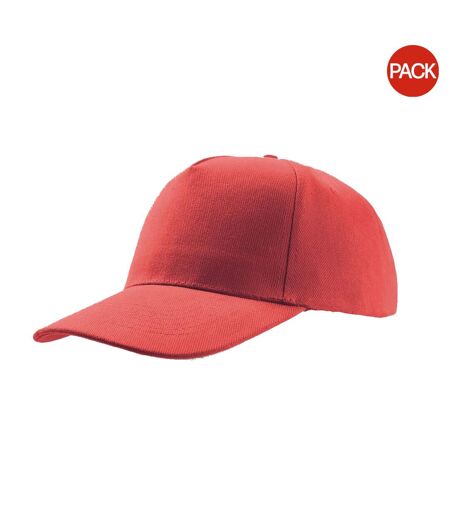 Atlantis Liberty Five Heavy Brush Cotton 5 Panel Cap (Pack of 2) (Red) - UTAB436