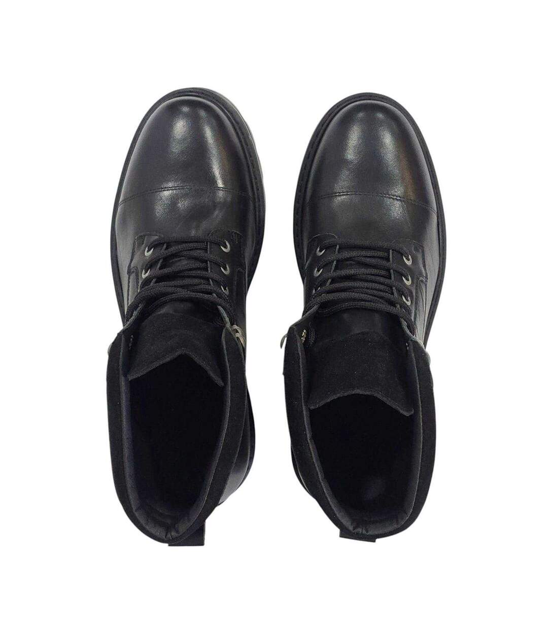Mens Ralf Leather Round Toe Hiking Boots Black Firetrap-4