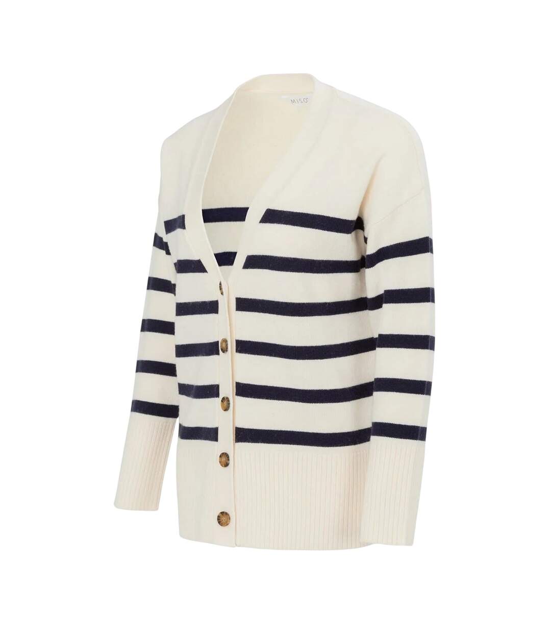 Womens/ladies Lightweight Casual Cardigan White Black Miso-4