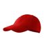 Childrens/kids 6 Panel Baseball Cap Red Malfini-1