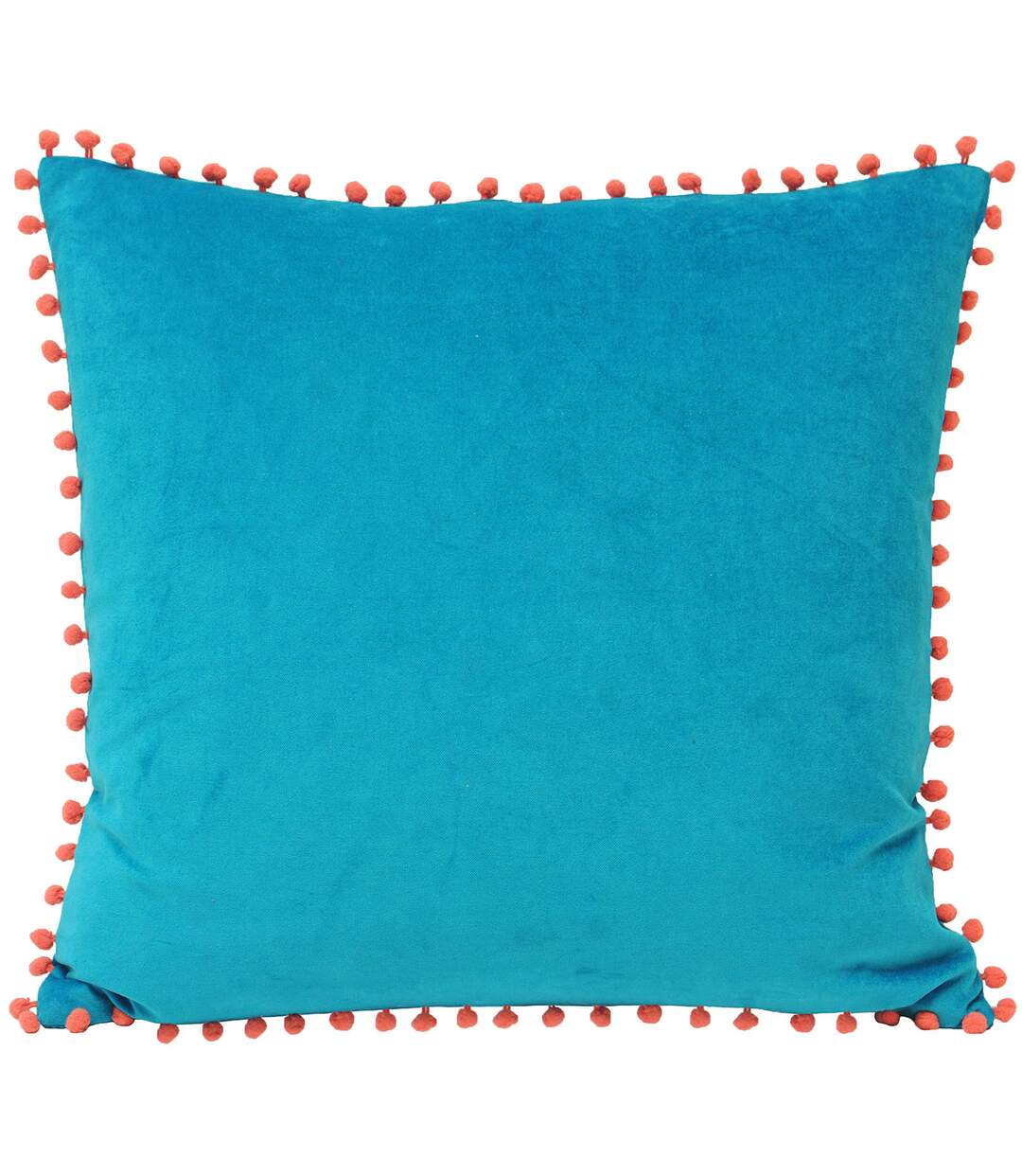 Riva Home Velvet Pompom Cushion Cover (Teal/Coral) - UTRV919