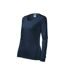 Womens/ladies Reinforced Slim Long-sleeved T-shirt Navy Blue Malfini-3