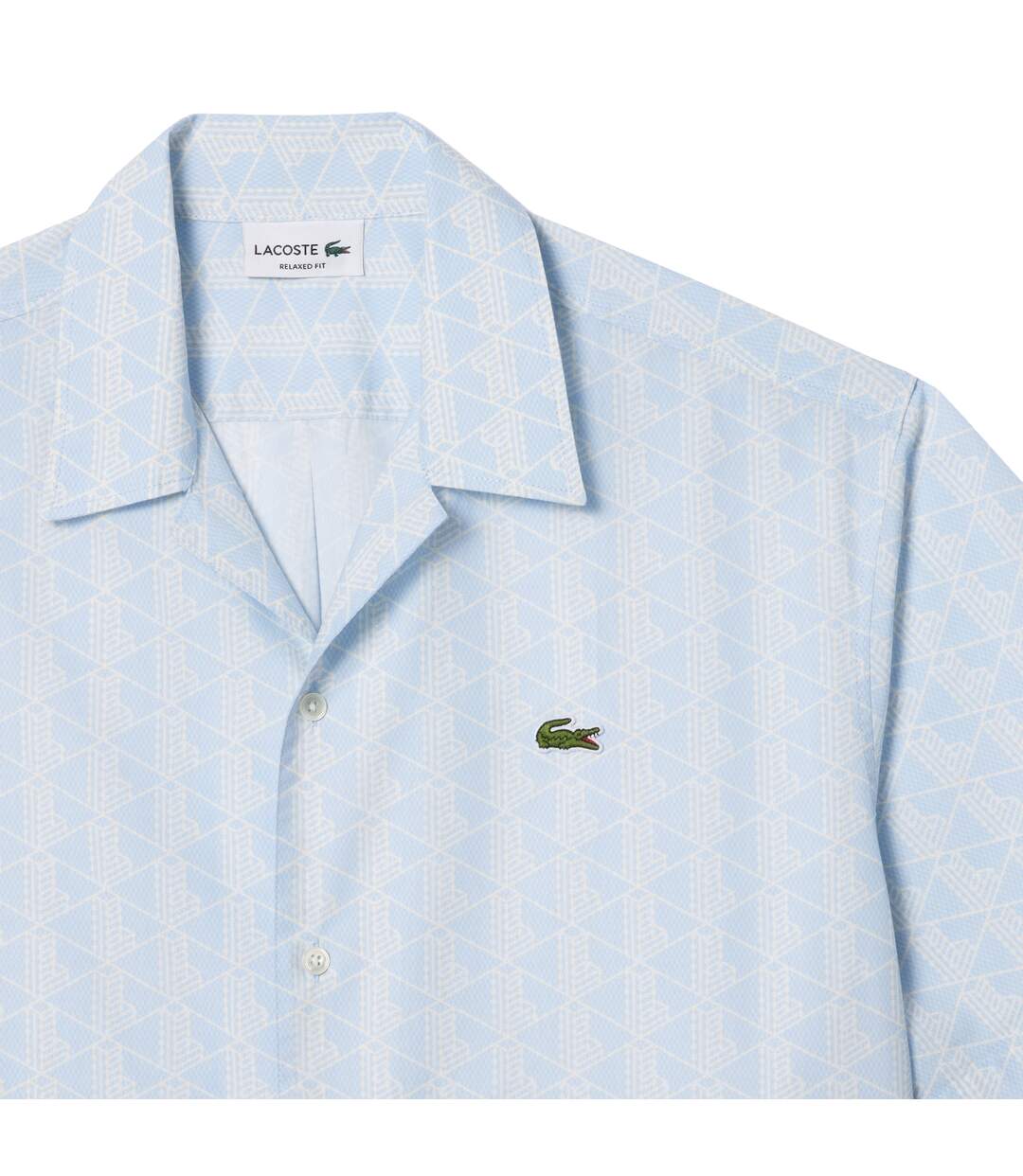 Chemise Manches Courtes Motif/style Géométrique Homme Bleu Clair Lacoste-4