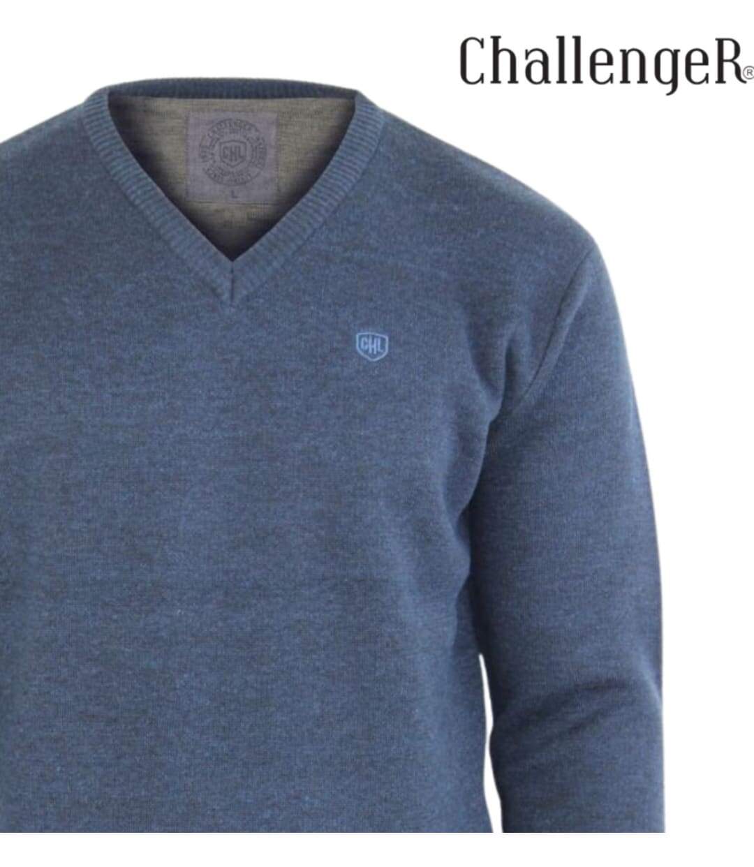 CHALLENGER PINSON1 — Pull uni col V marine : chaleur et élégance au quotidien-2