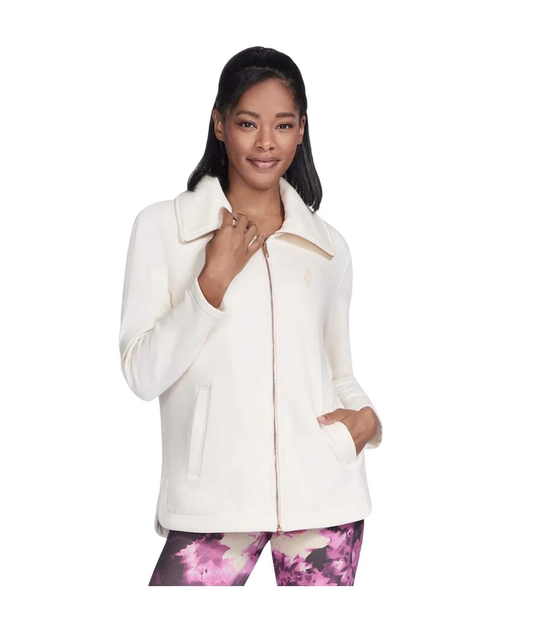 Womens/ladies Go Snuggle Jacket Off White Skechers-2
