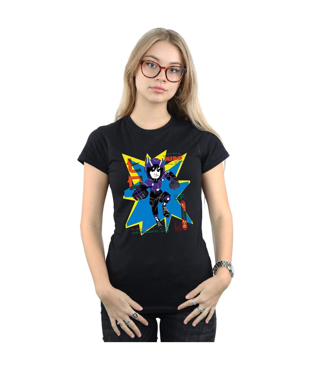 Disney - T-shirt BIG HERO HIRO ANIME - Femme (Noir) - UTBI15093-2