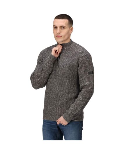 Regatta Mens Solomon Marl Knitted Zip Neck Sweatshirt (Dark Grey) - UTRG9181