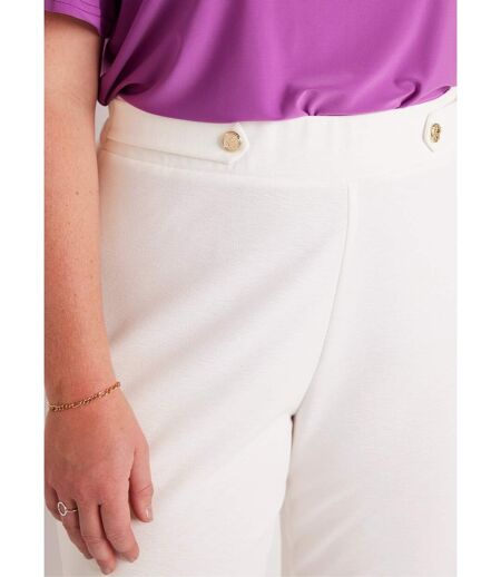 Pantalon large uni taille semi élastiquée