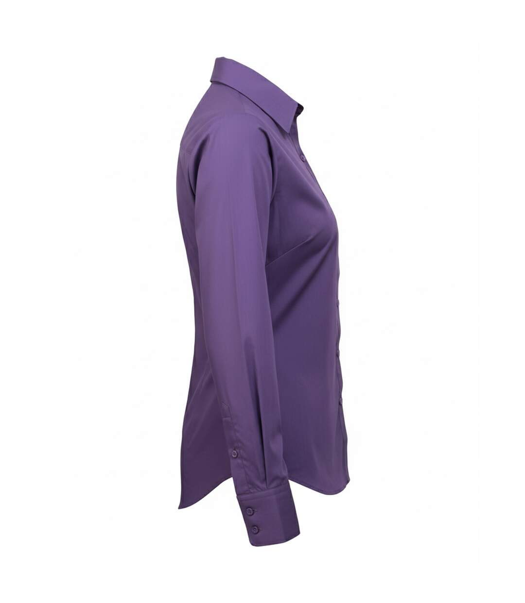 Womens/ladies Poplin Long-sleeved Blouse Purple Premier-4
