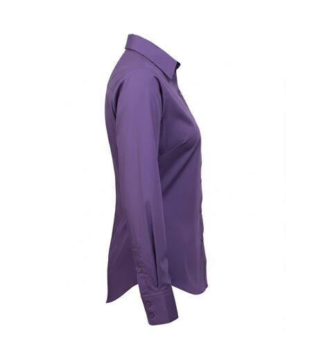Womens/ladies Poplin Long-sleeved Blouse Purple Premier