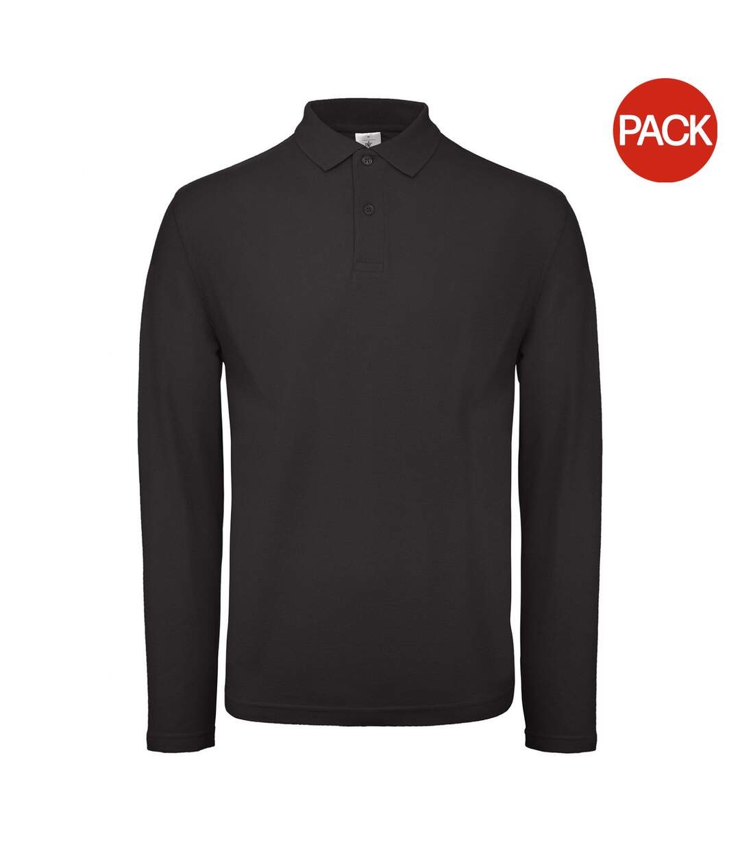 Pack of 2  Id.001 mens long sleeve polo  jet black B&C-1