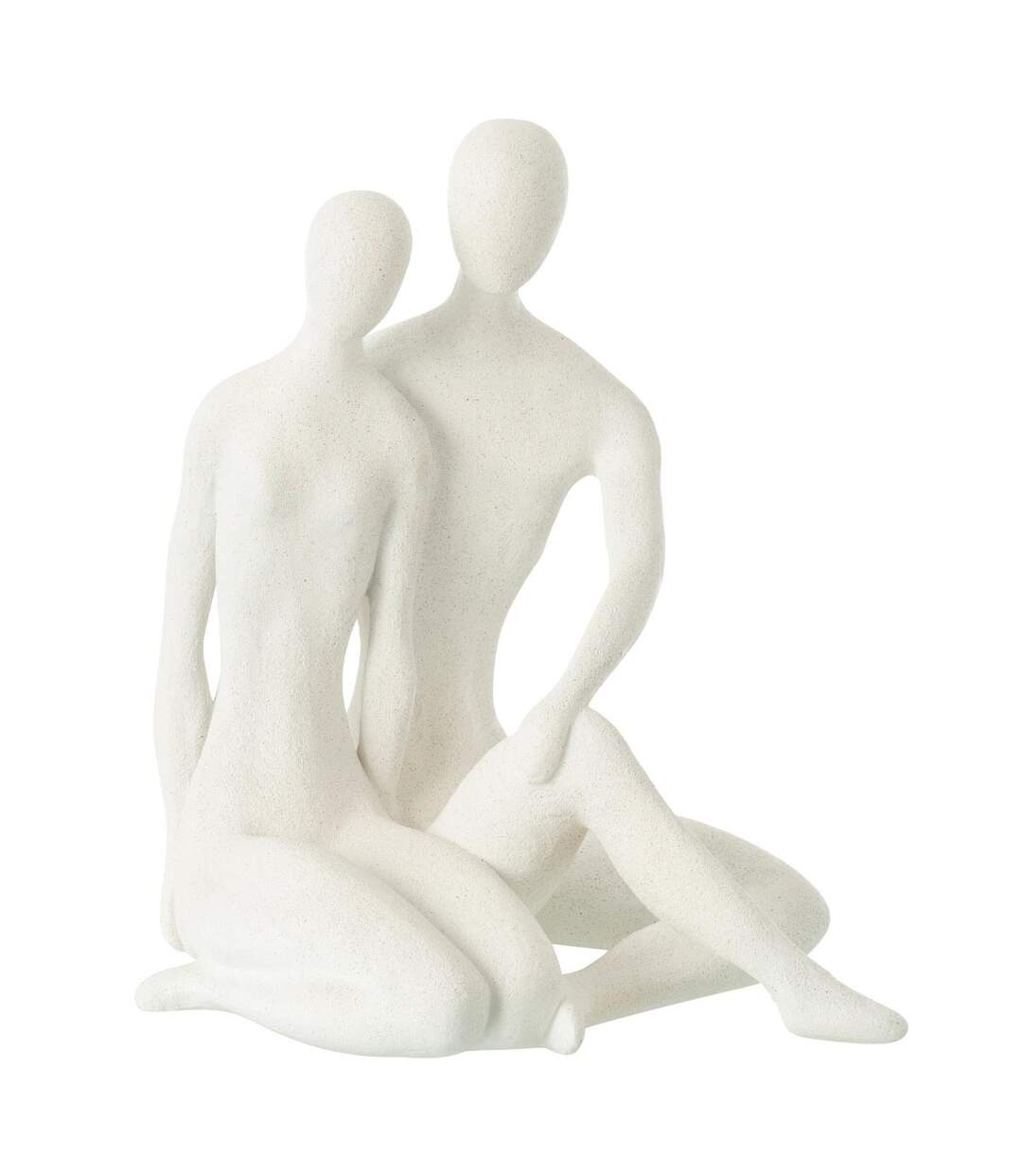 Statuette Couple Assis Moderne 35cm Blanc-1