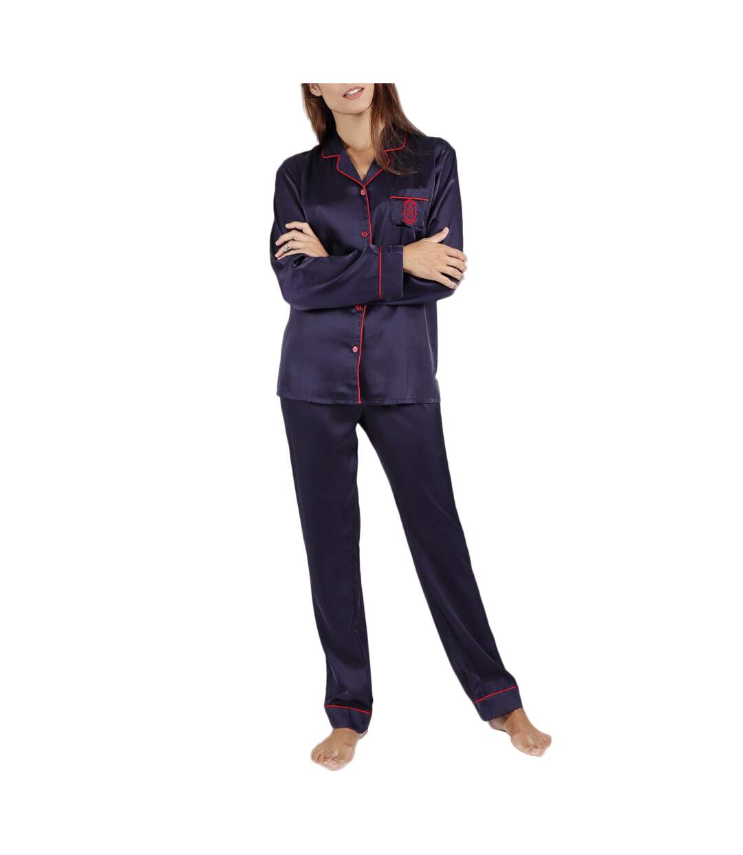 Pyjama satin tenue d'intérieur chemise et pantalon Classic Admas