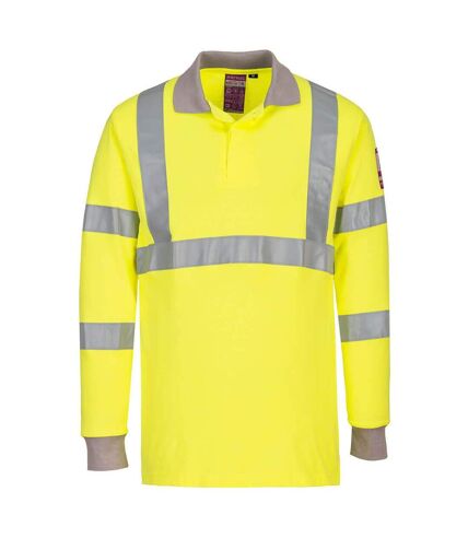 Portwest Mens Hi-Vis Flame Resistant Anti-Static Long-Sleeved Polo Shirt (Yellow) - UTPW1427