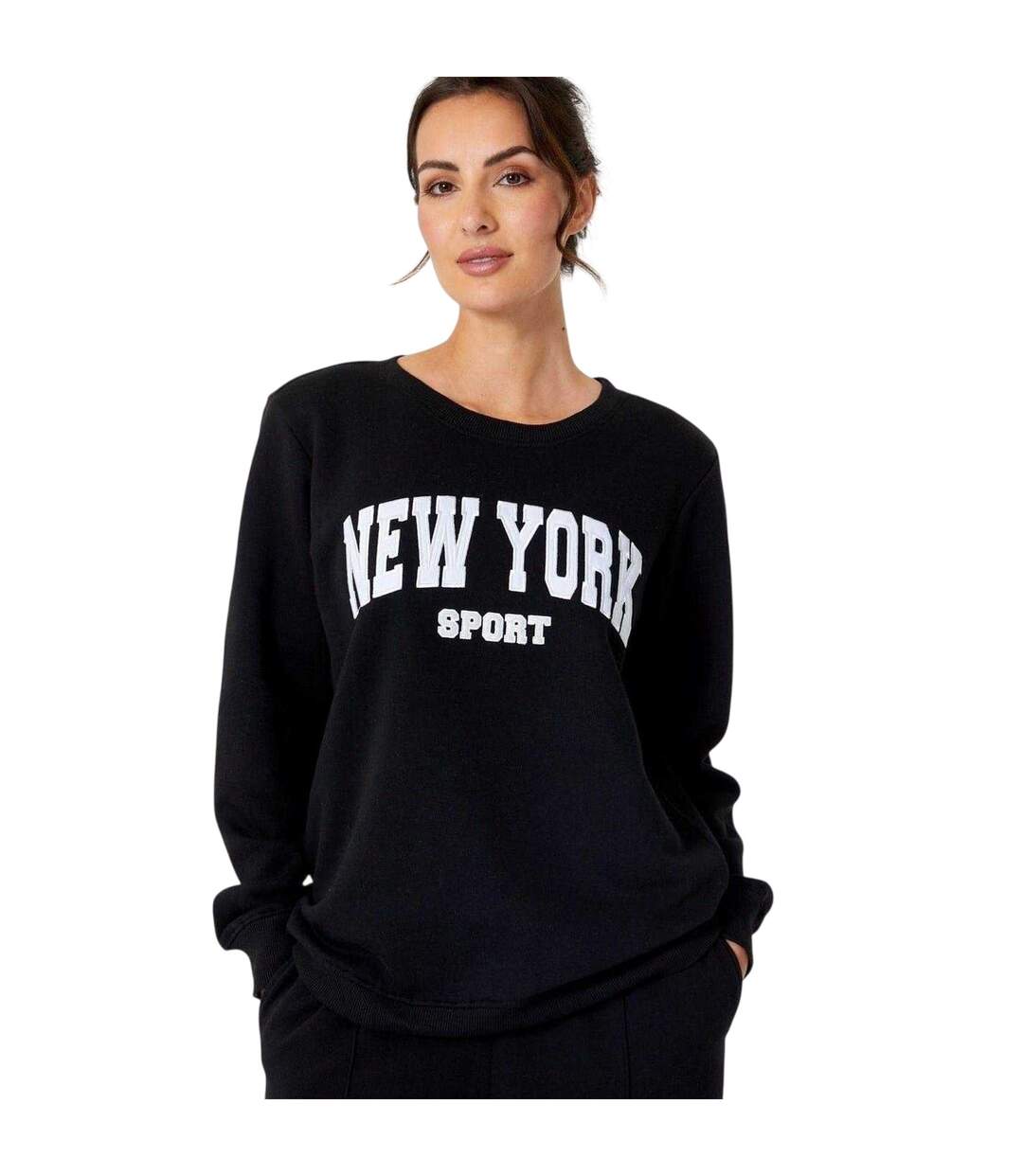 Ensemble Sweat Et Pantalon De Jogging Motif/style Slogan New York Femme Noir Be You-2