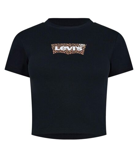 Womens/ladies Criss-cross Boxy T-shirt Black Levis