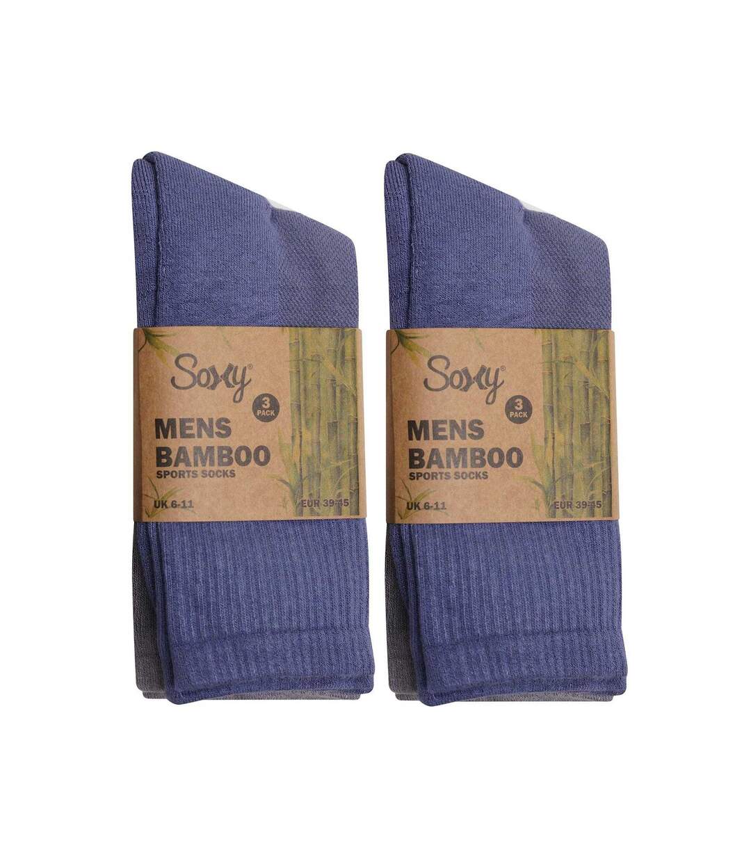 Pack Of 6  Mens Calf-length Bamboo Sport Socks  Multicoloured Soxy-2