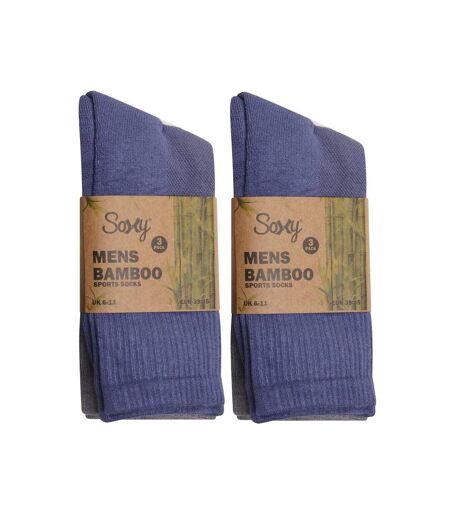 Pack Of 6  Mens Calf-length Bamboo Sport Socks  Multicoloured Soxy