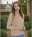 Pull femme manches longues - Col roulé - Couleur beige