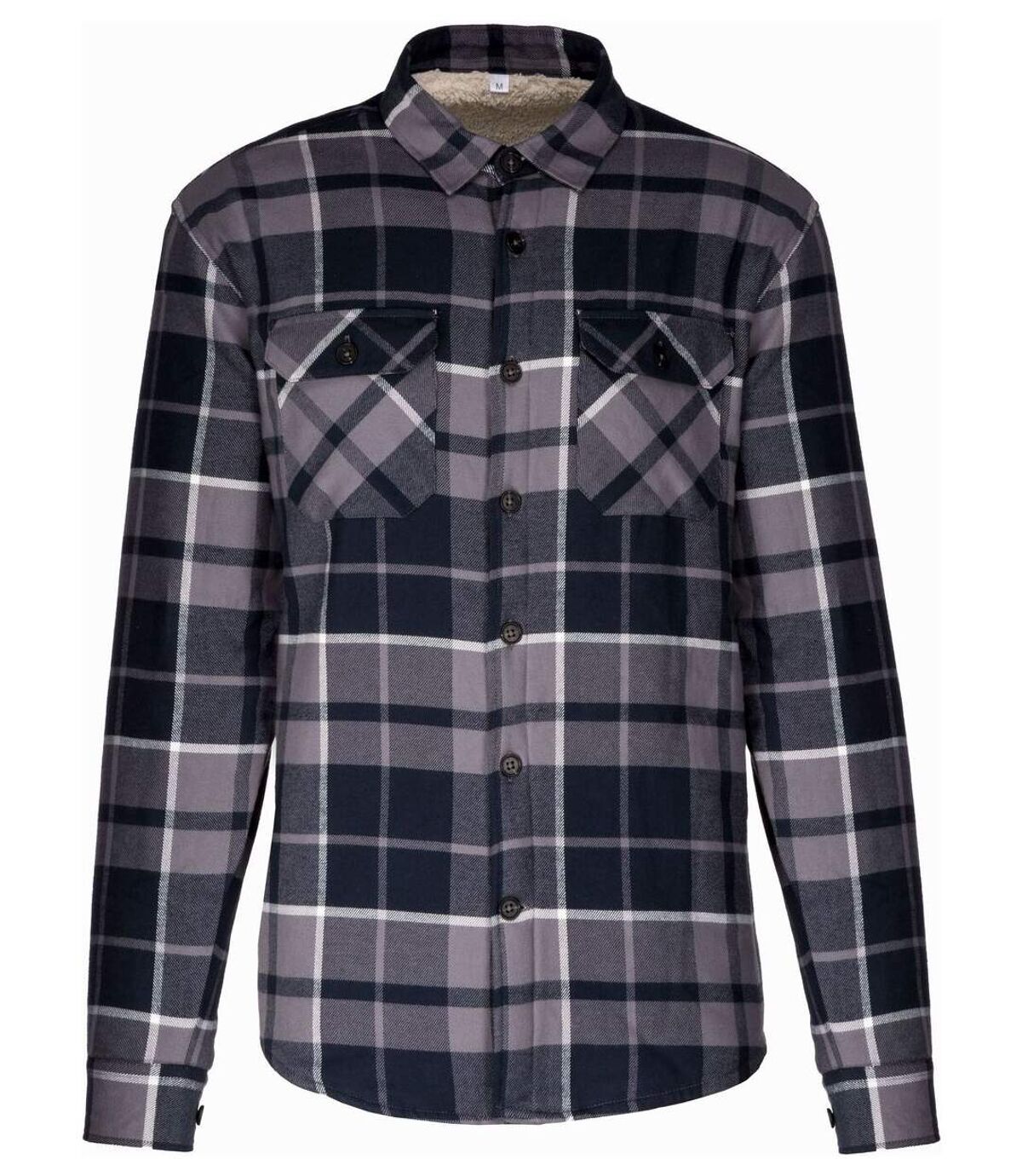 Surchemise à carreaux doublée sherpa - K579 - gris - homme