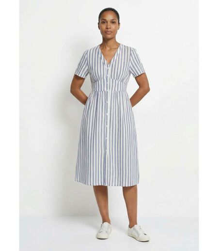 Robe taille haute pur coton à rayures