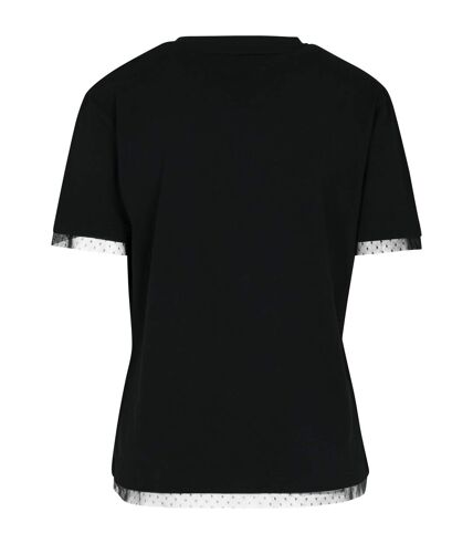 Build Your Brand Womens/Ladies Lace Decoration T-Shirt (Black)