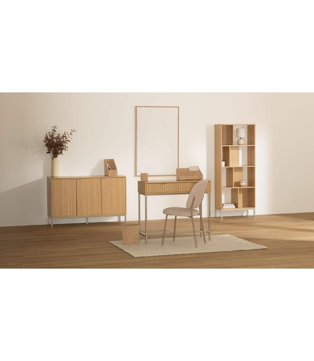 Buffet bas 3 portes en bois TASSO - Beige-2