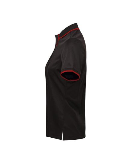 Premier Womens/Ladies Contrast Coolchecker Polo Shirt (Black/Red) - UTRW5519