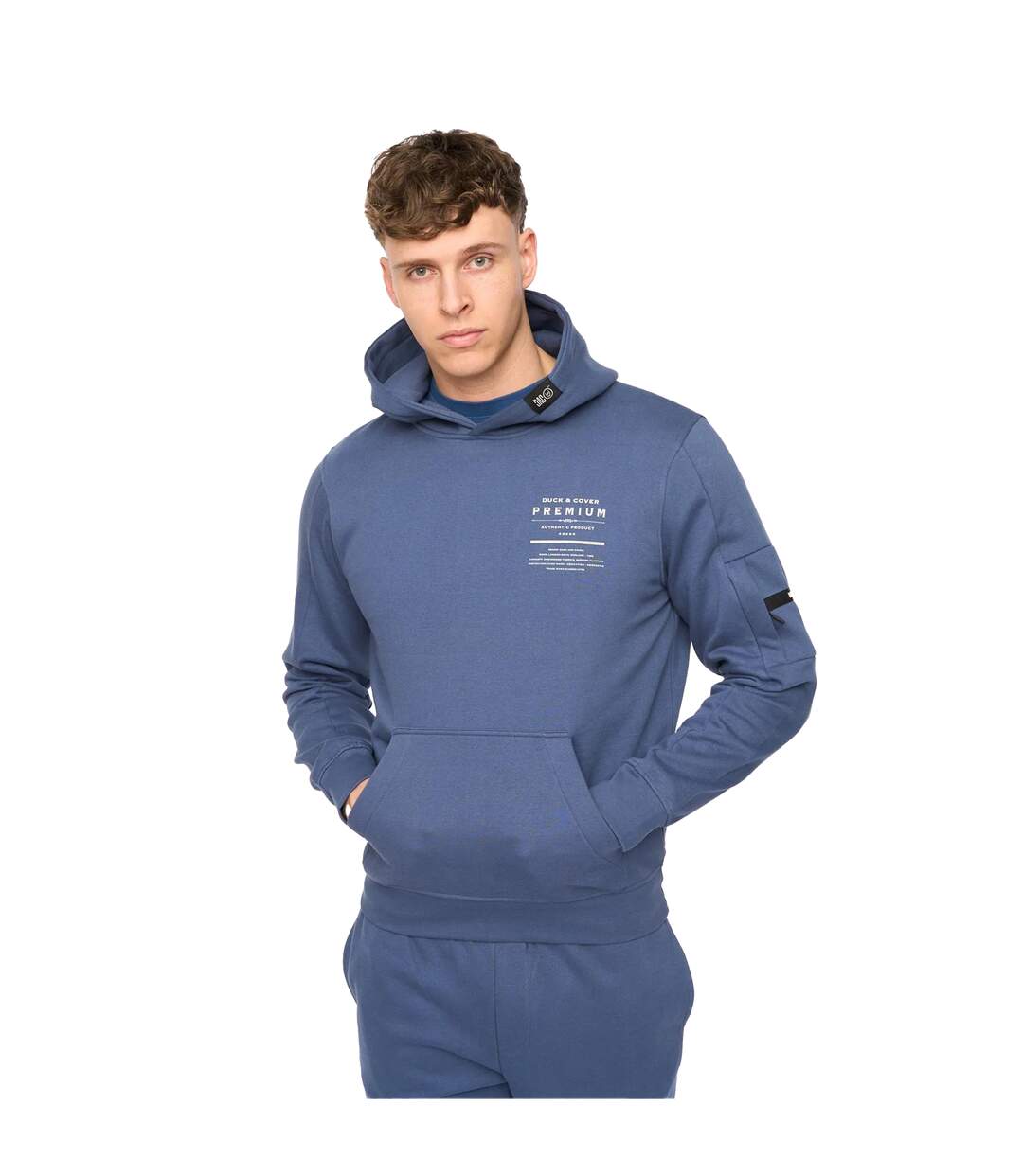 Mens Rayland Cotton Blend Hoodie Bleu Denim Duck And Cover-1