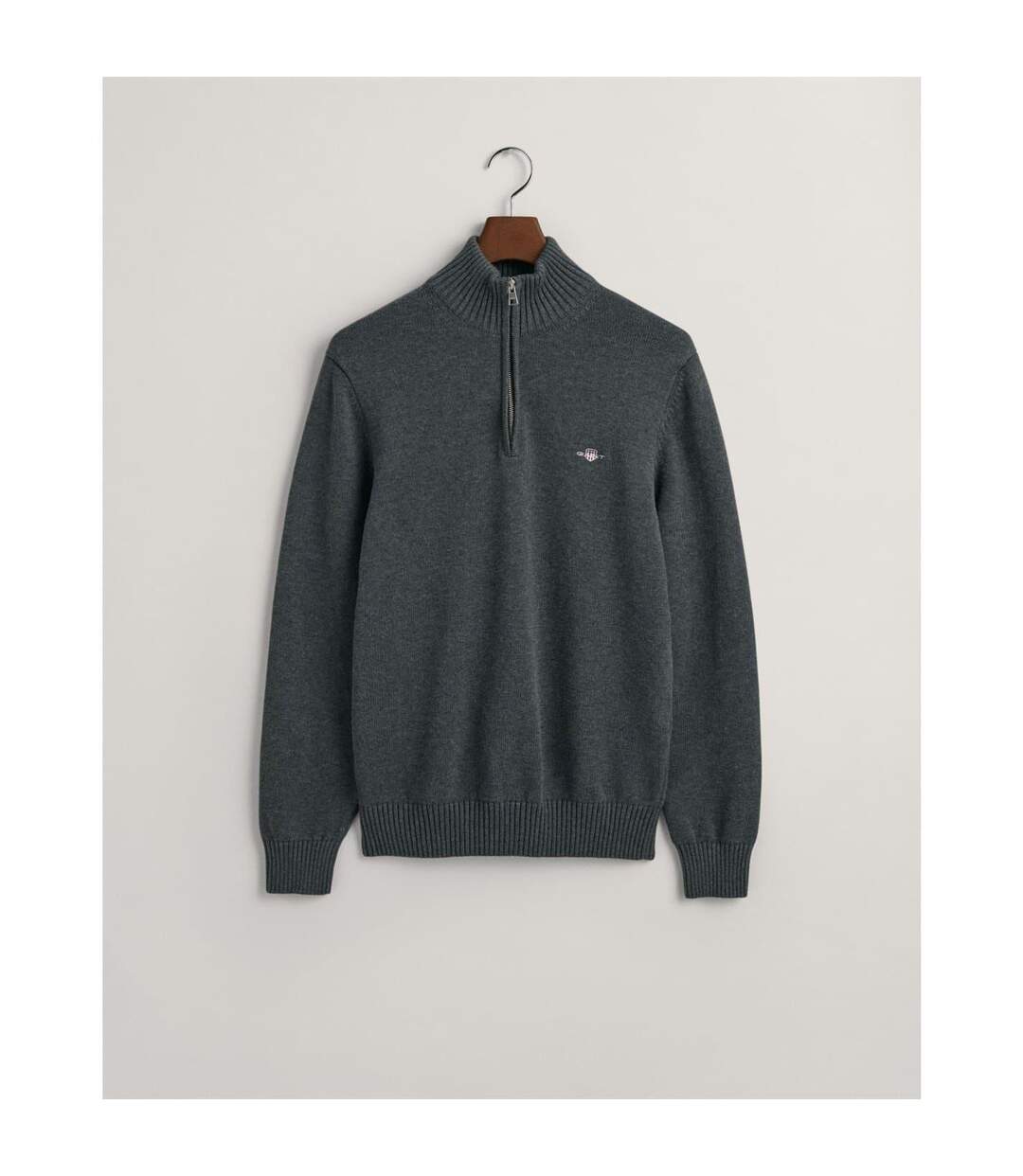 Mens Micro Textured Half Zip Sweatshirt Charcoal Gant-2