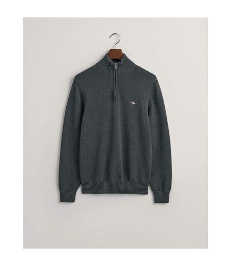 Mens Micro Textured Half Zip Sweatshirt Charcoal Gant