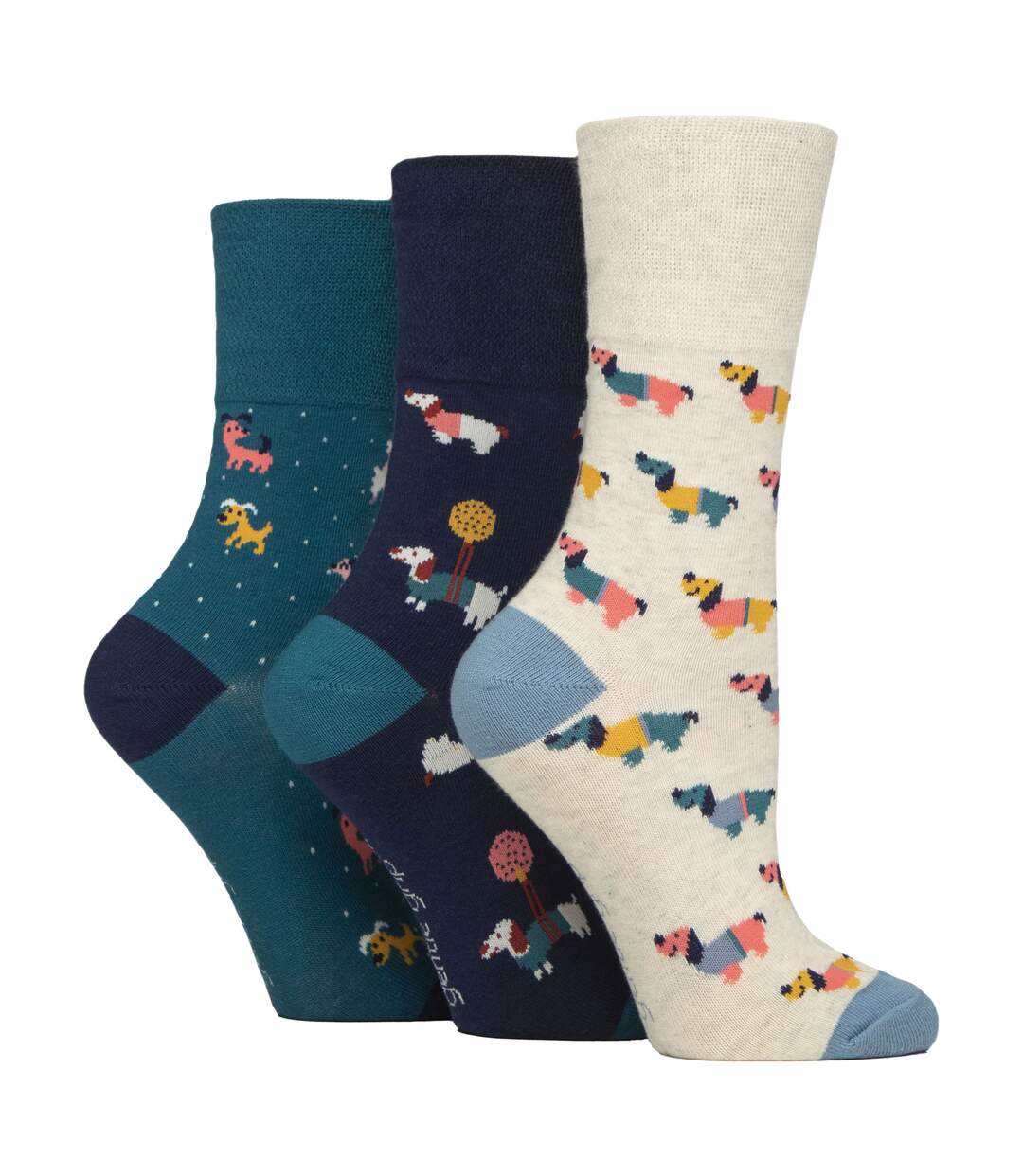 6 Pairs Ladies  NON ELASTIC Cotton Rich Wildlife Dogs Cats Patterned Socks-3