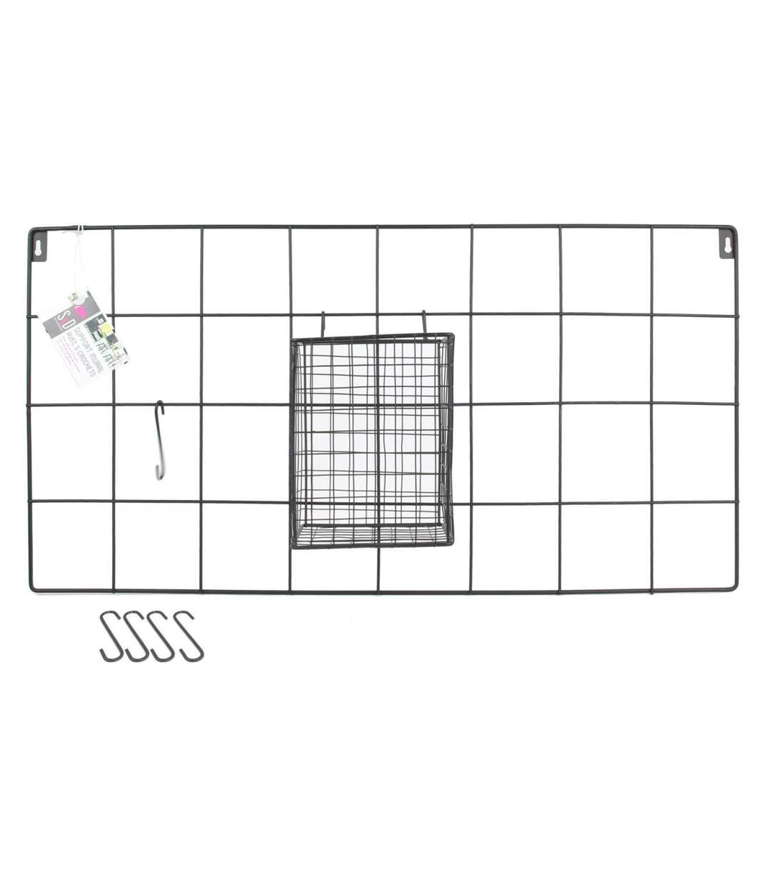 Support Mural 5 Crochets Design Filaire 60cm Noir-4