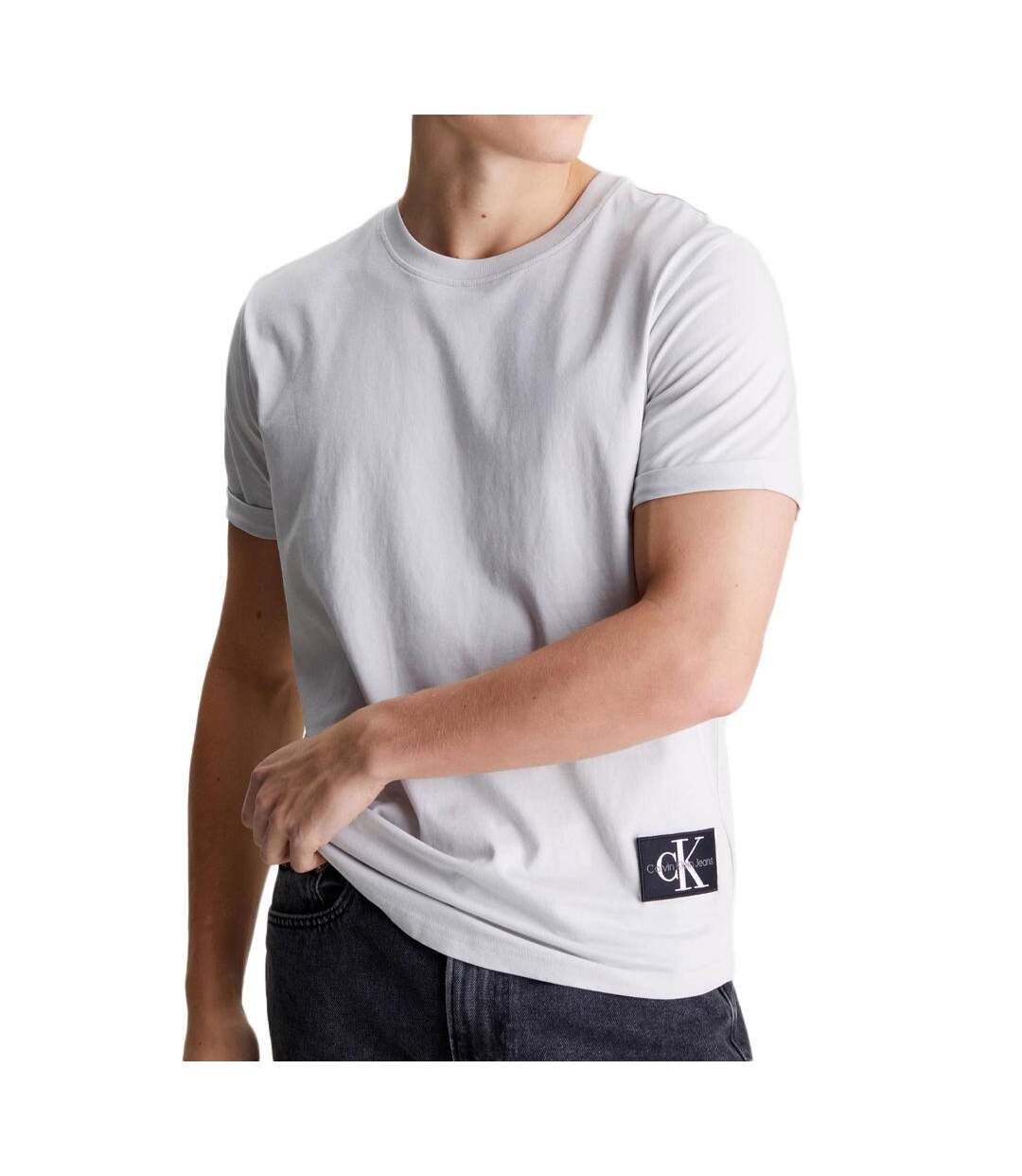 T-shirt Gris Homme Calvin Klein Jeans Badge Turn Up - S-1