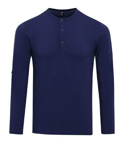 T-shirt henley manches retroussables - Homme - PR218 - bleu indigo