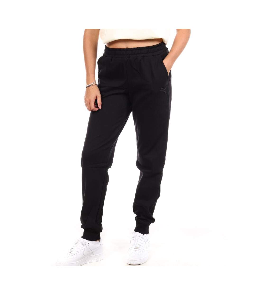 Jogging noir femme puma embroidery-1