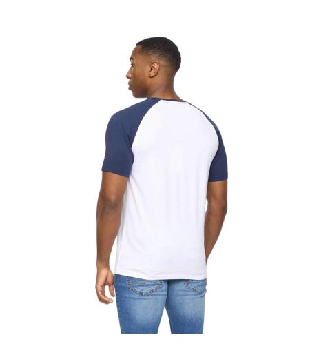 T-shirt meza homme blanc / bleu marine Crosshatch
