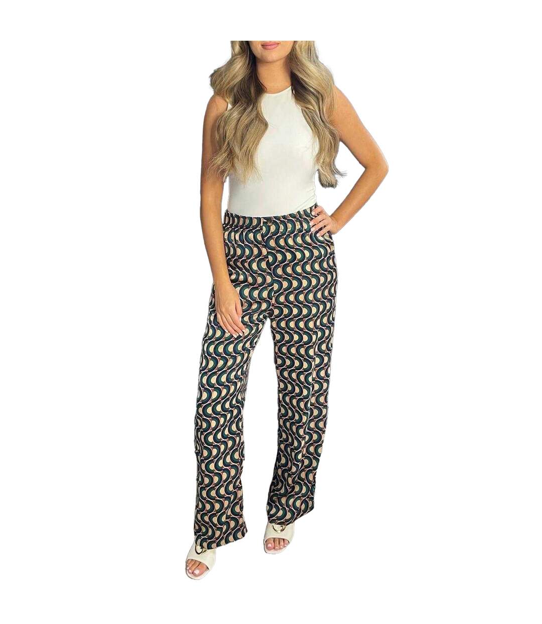 Womens/ladies Polyester Abstract Trousers Multicoloured AX Paris-2