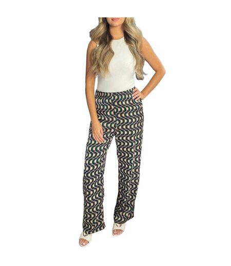 Womens/ladies Polyester Abstract Trousers Multicoloured AX Paris