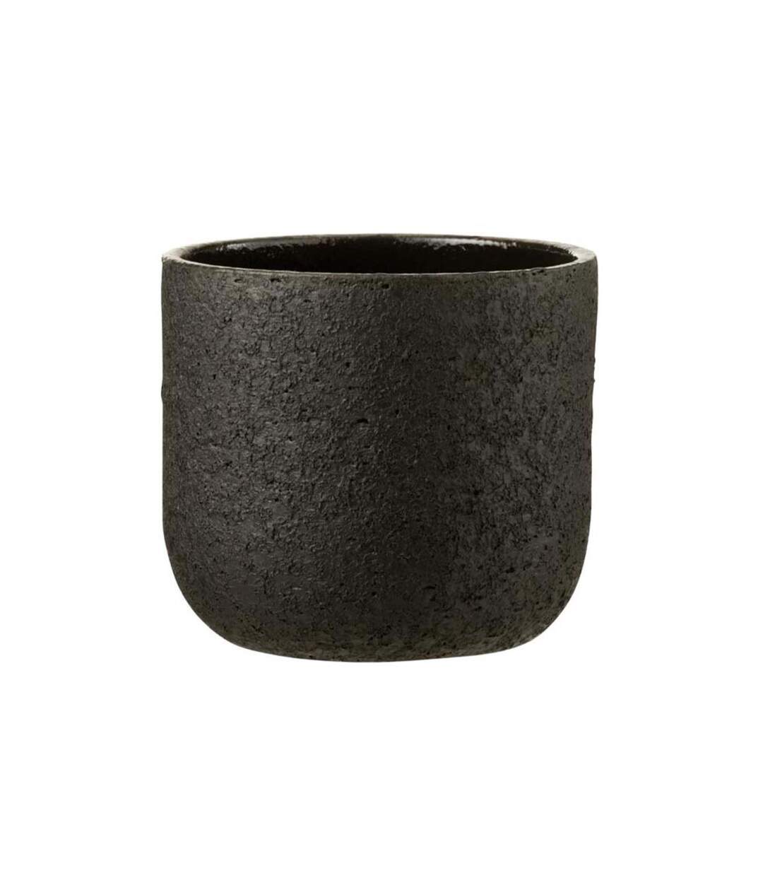 Cache-Pot Design Rugueux 22cm Noir-1