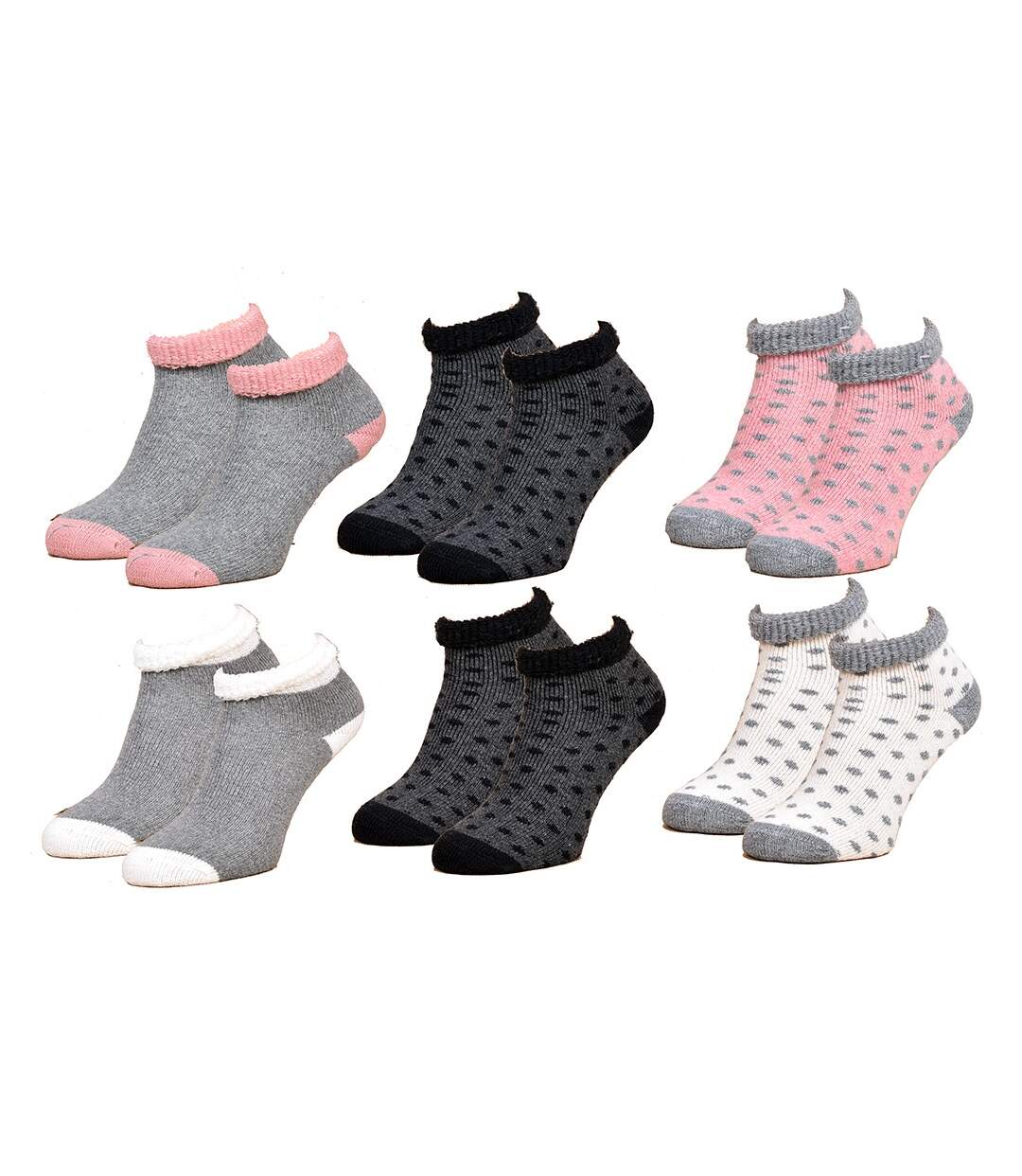 Chaussettes pour Femme Mi Saison Chaleur et Confort Pack de 6 Paires Laine Motif Pois-1