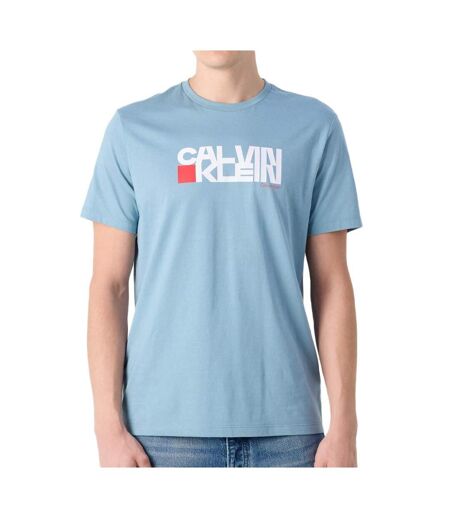 T-Shirt bleu/blanc homme calvin klein jeans lv04rd814g