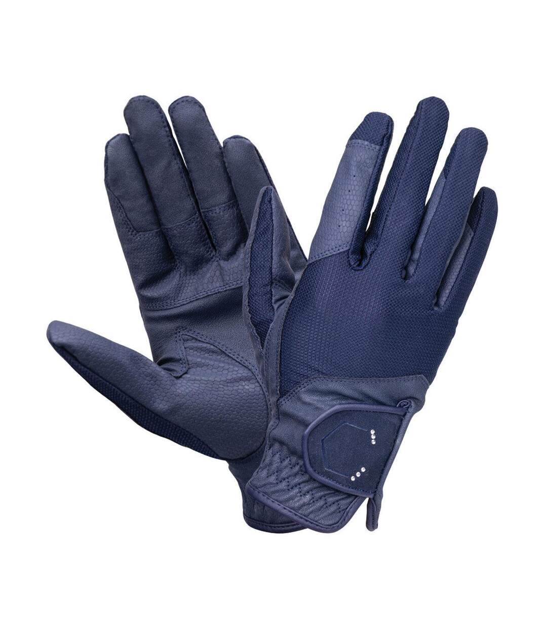 Unisex Adult Blakelaw Diamante Riding Gloves Navy Silver Coldstream-1