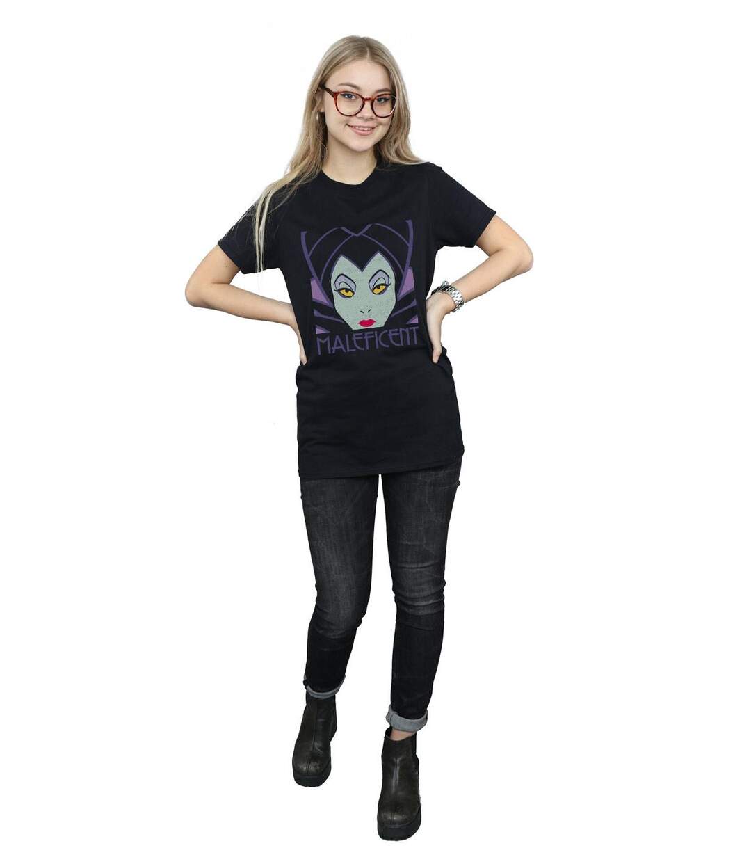 Disney - T-shirt MALEFICENT CROPPED HEAD - Femme (Noir) - UTBI16688-4
