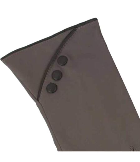 Womens/ladies Caroline Leather Gloves Black Grey Eastern Counties Leather