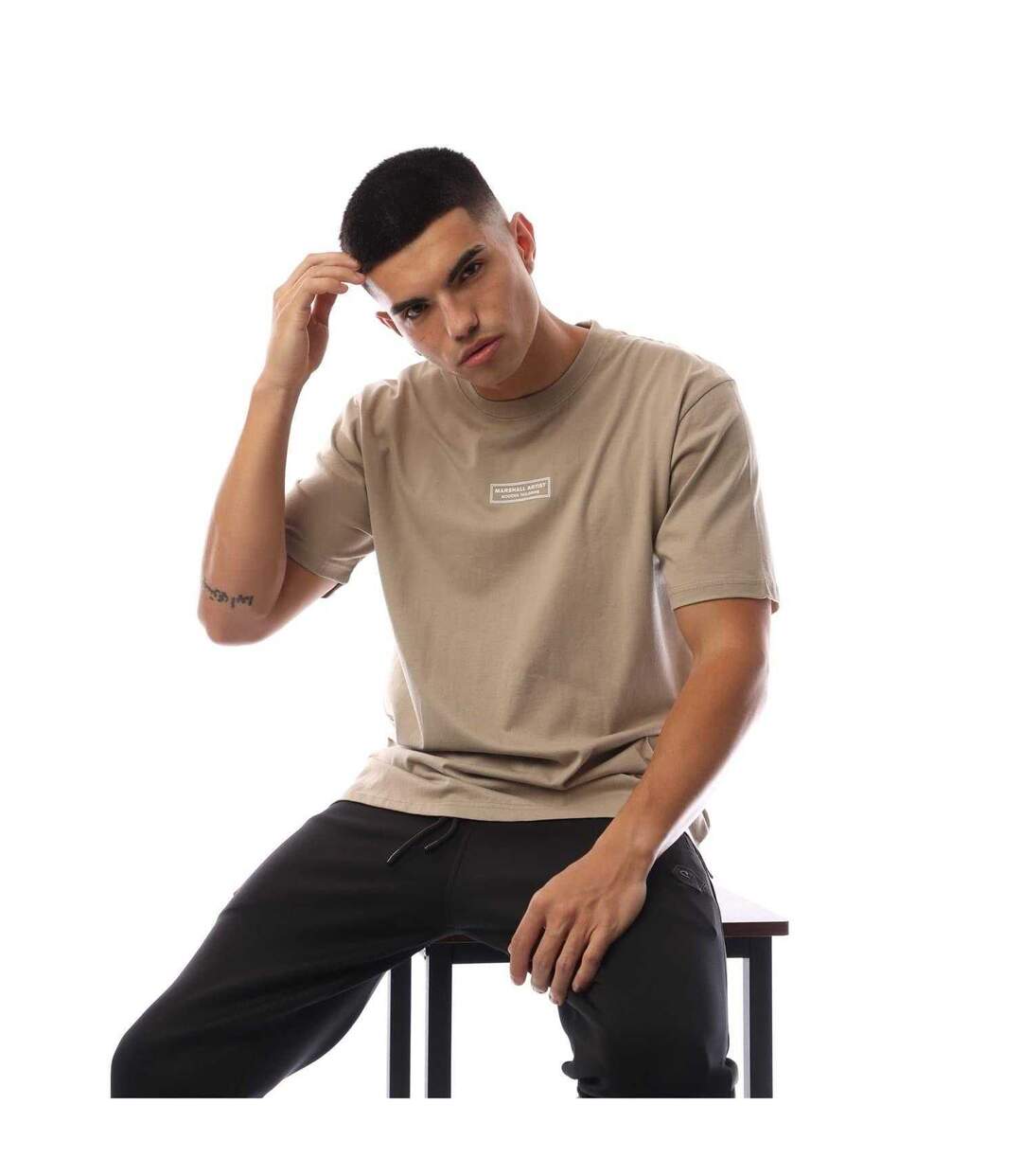 T-shirt Motif/style Logo Homme Beige Gris Marshall Artist-1
