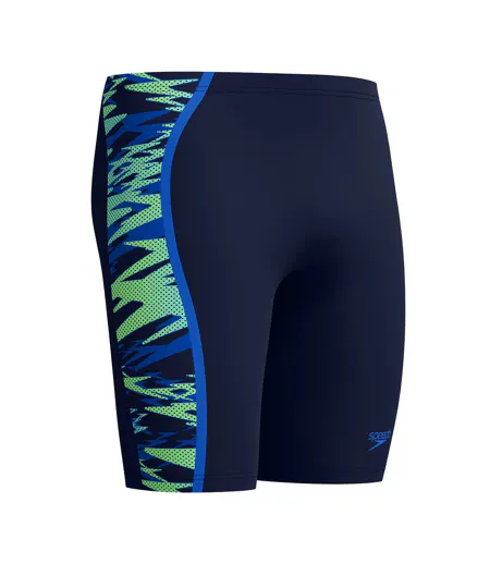 Mens Hyperboom Splice Patterned Mid Rise Jammer Shorts Navy Speedo
