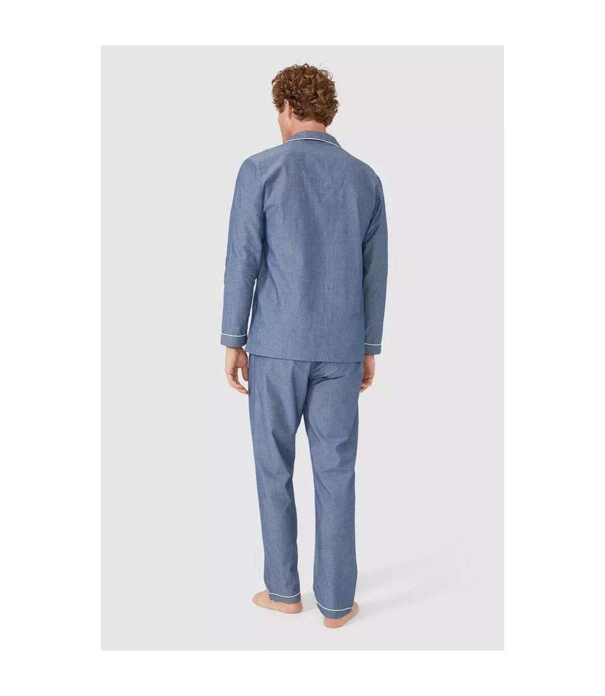 Debenhams Mens Plain Chambray Pajama Set (Blue)