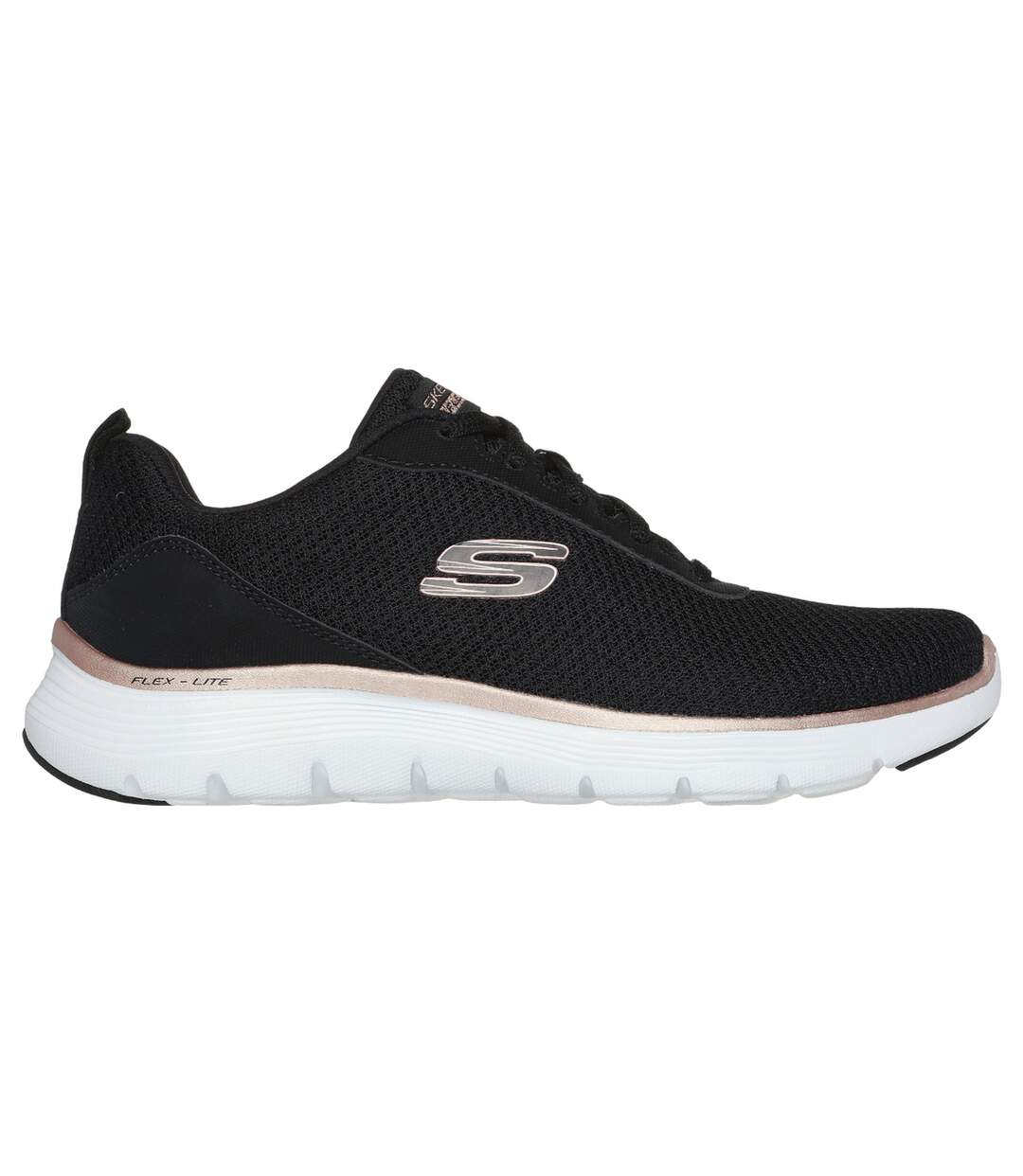 Womens/ladies flex appeal 5.0 uptake contrast trainers black/rose gold Skechers-2